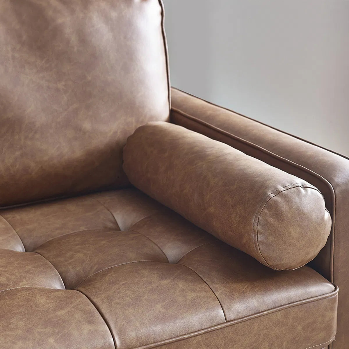 Callow Brown Faux Leather Sofa | 3 Seater